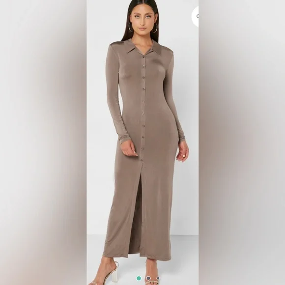 River Island | Dresses | River Island Brown Button Detail Knitted Dress  Size 6 Nwt | Poshmark